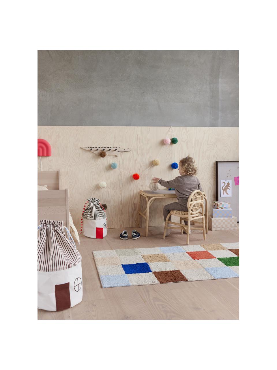 Handgewebter Kinderteppich Chess, waschbar, 100 % Baumwolle, Hellbeige, Bunt, B 84 x L 168 cm  (Grösse XS)