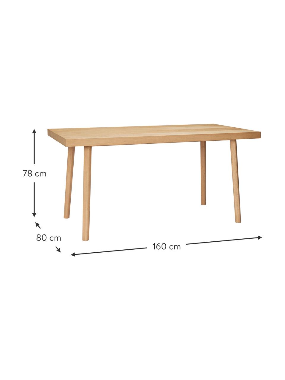 Eikenhouten eettafel Herringbone met visgraatpatroon, verschillende formaten, Tafelblad: MDF met eikenhoutfineer, , Poten: eikenhout, FSC-gecertific, Eikenhout, B 160 x D 80 cm