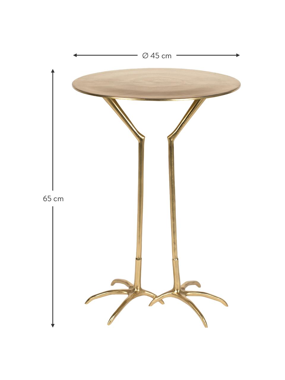 Tavolino rotondo in alluminio dorato Theen Heron, Alluminio verniciato, Ottonato, Ø 45 x Alt. 65 cm
