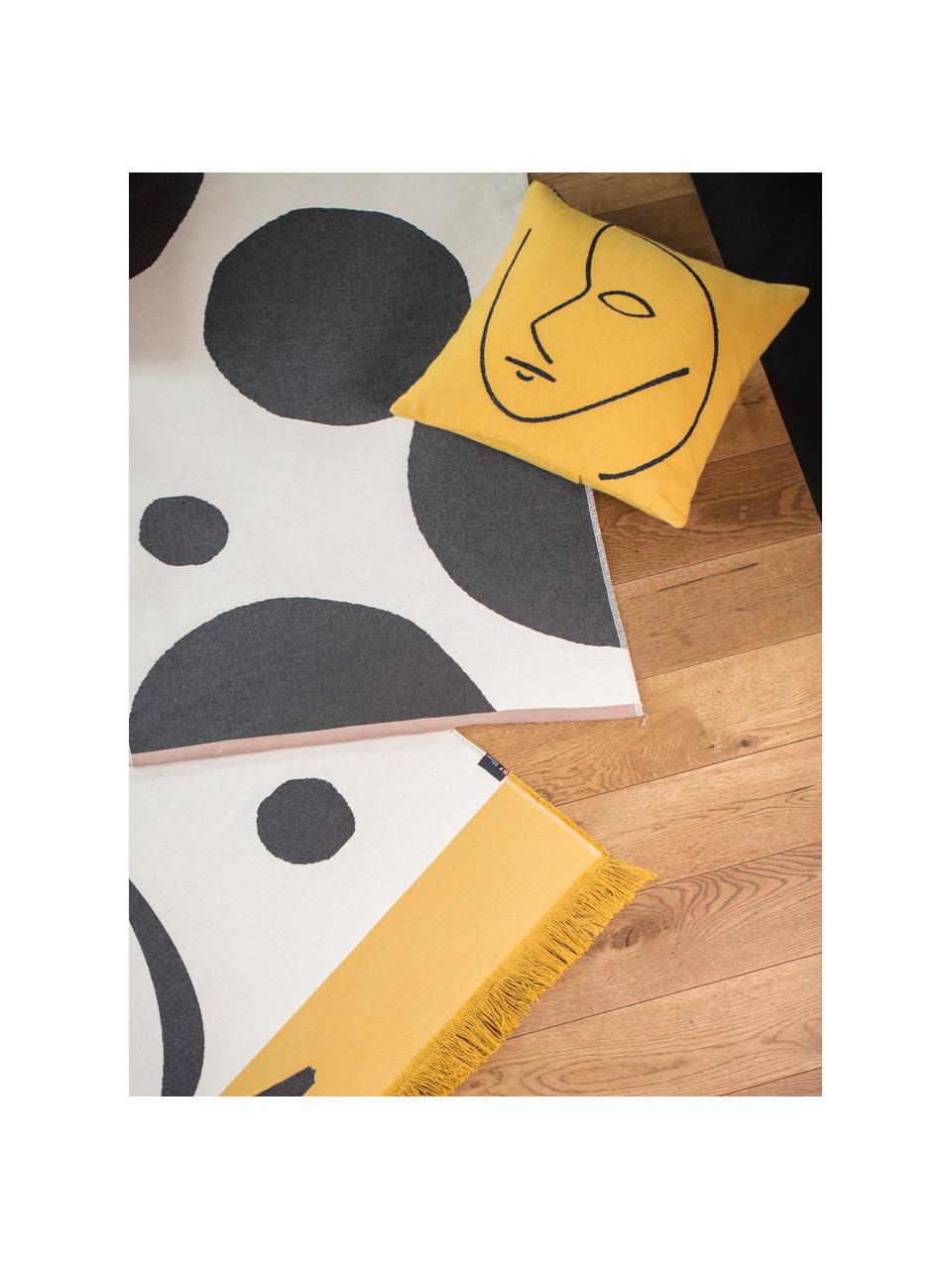 Povlak na polštář s abstraktním potiskem Nova Face, Žlutá, černá