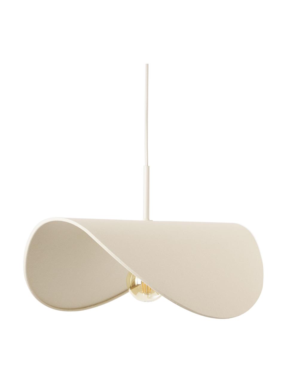 Design-Pendelleuchte Kenzie aus Leinen, Lampenschirm: Leinen, Baldachin: Metall, beschichtet, Beige, B 55 x T 37 cm