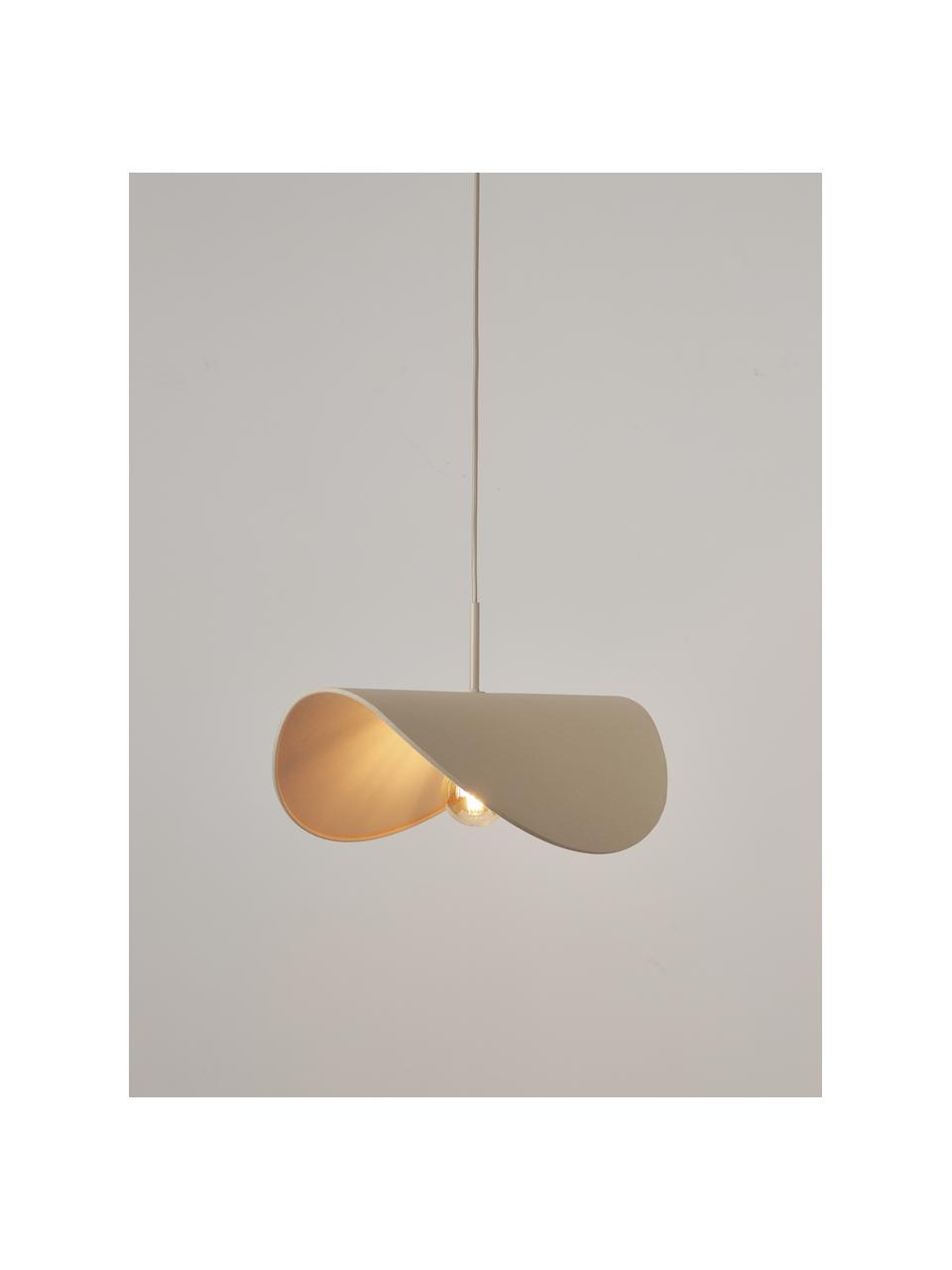 Design-Pendelleuchte Kenzie aus Leinen, Lampenschirm: Leinen, Baldachin: Metall, beschichtet, Beige, B 55 x T 37 cm