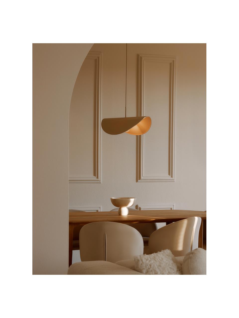 Design-Pendelleuchte Kenzie aus Leinen, Lampenschirm: Leinen, Baldachin: Metall, beschichtet, Hellbeige, B 55 x T 37 cm