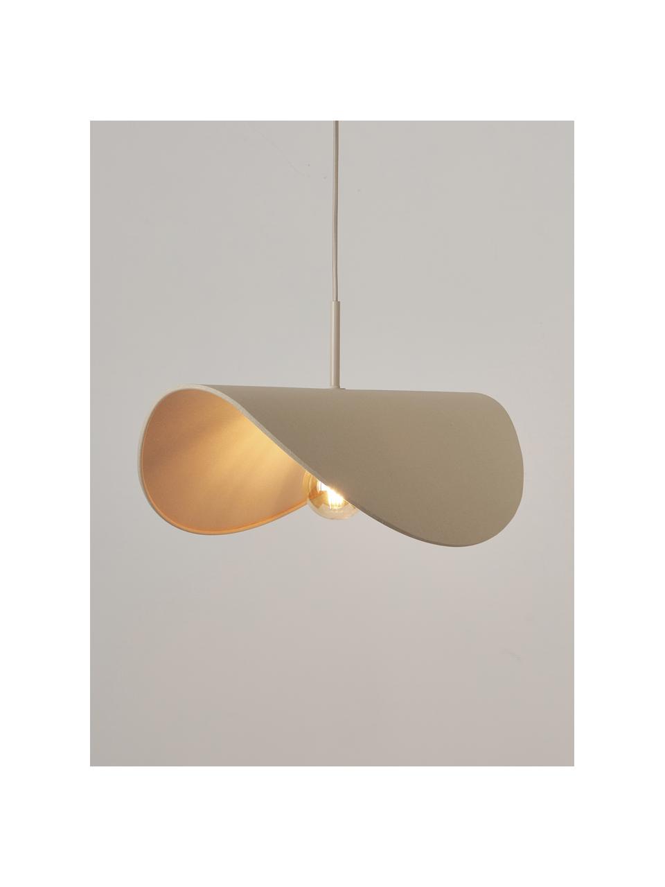 Design hanglamp Kenzie van linnen, Lampenkap: linnen, Lichtbeige, B 55 x D 37 cm