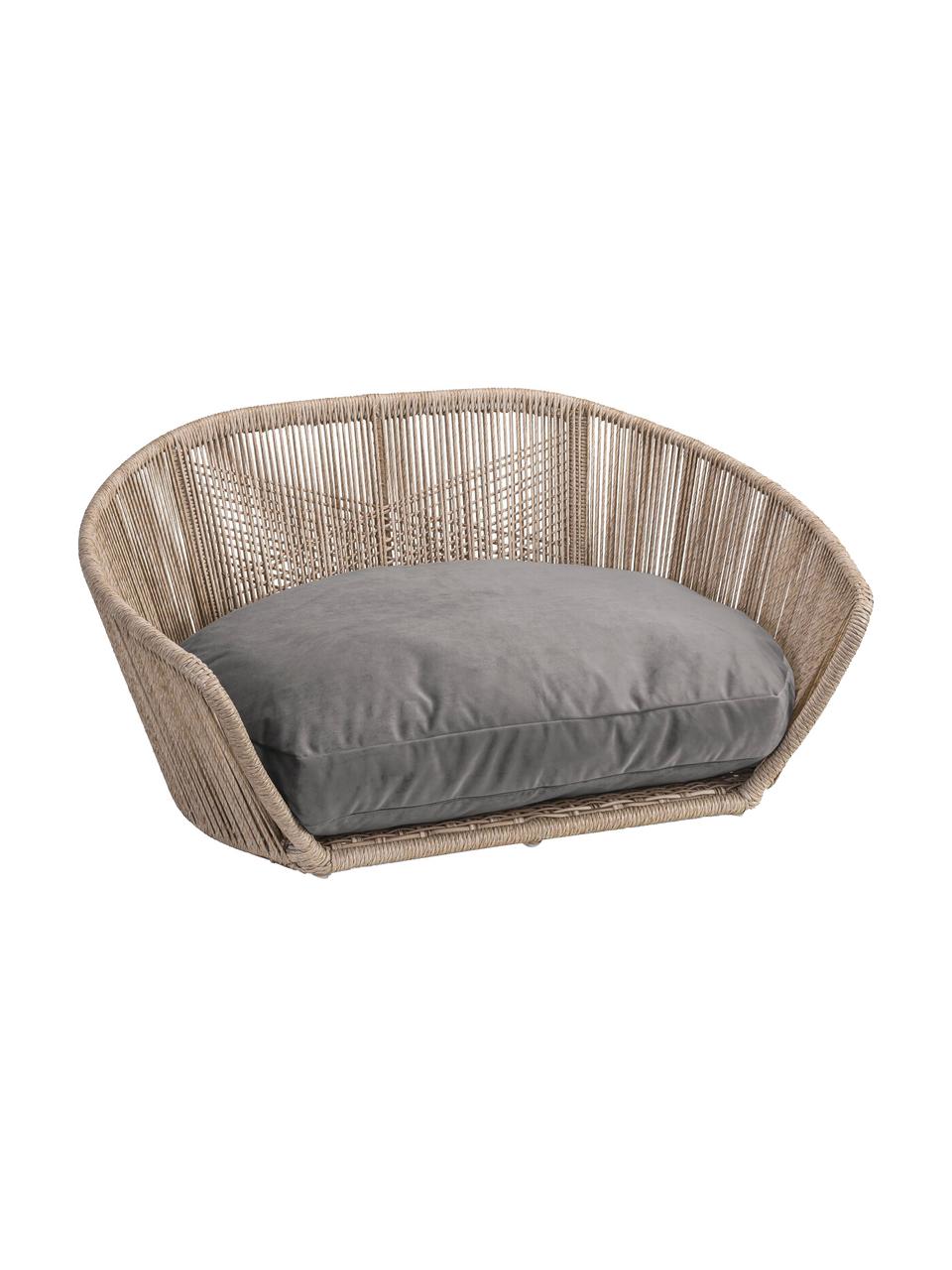 Cama para mascotas de interior/exterior Vogue, Tapizado: 100% poliéster Alta resis, Estructura: aluminio con pintura en p, Gris oscuro, beige, An 110 x F 74 cm