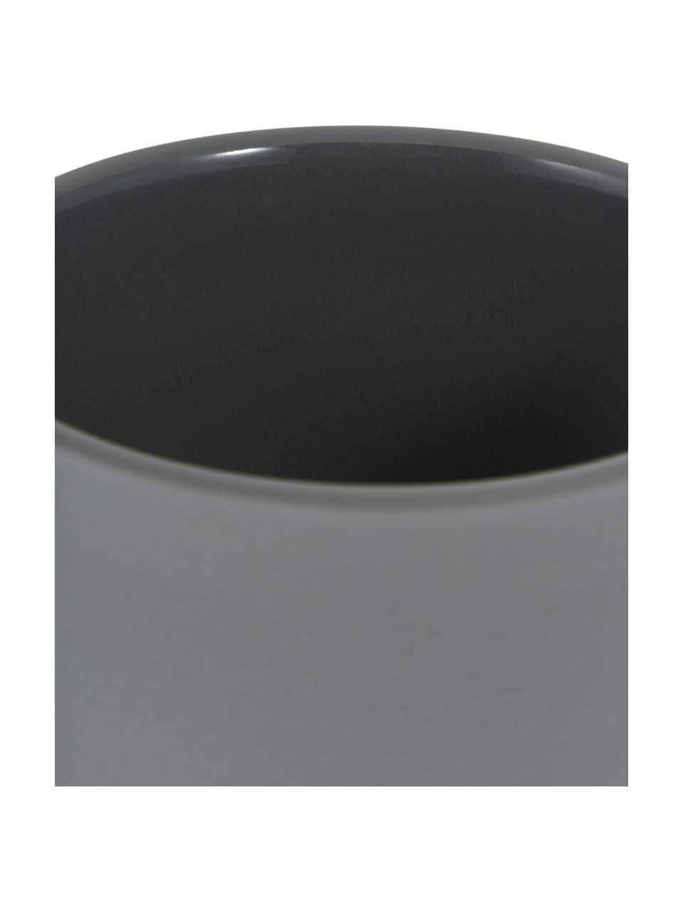 Distributeur de savon en grès à surface veloutée Omega, Gris, Ø 8 x haut. 13 cm