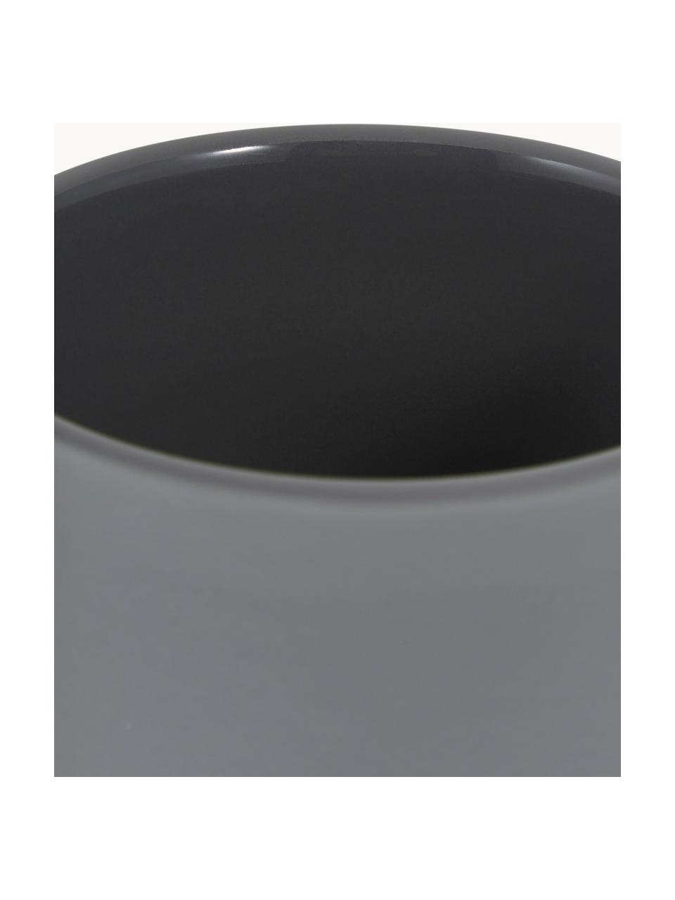 Distributeur de savon en grès à surface veloutée Omega, Gris foncé, Ø 8 x haut. 13 cm