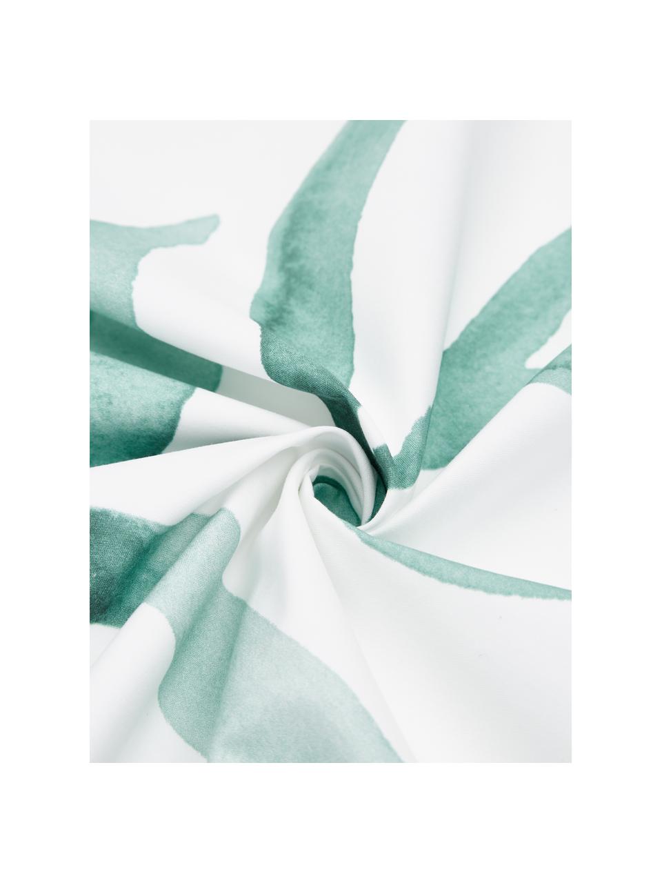 Posteľná bielizeň z bavlneného perkálu Francine, Predná strana: zelená, biela Zadná strana: biela