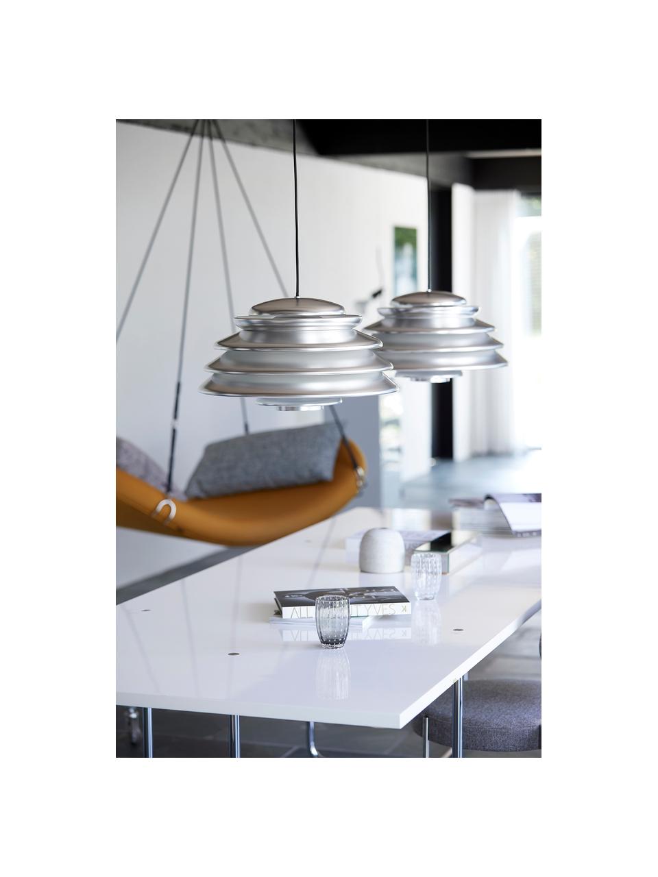 Lámpara de techo de diseño Hive, Pantalla: metal recubierto, Cable: cubierto en tela, Plateado, Ø 48 x Al 27 cm