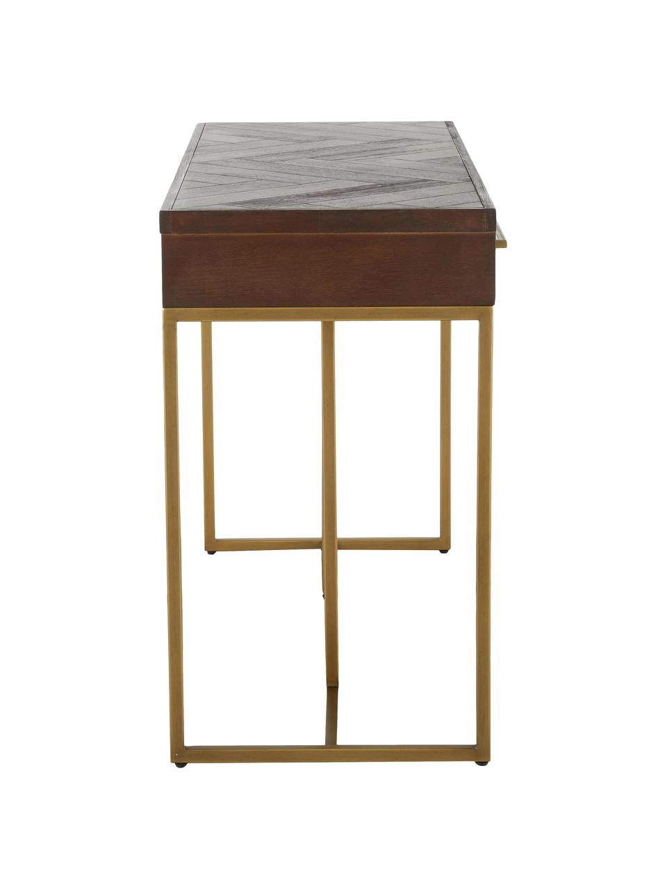 Visgraat sidetable Class met acaciahoutfineer, Frame: MDF, acaciahoutfineer, Hout, B 120 x D 45 cm