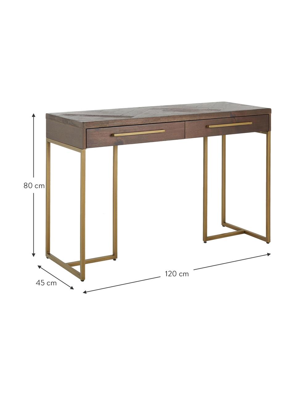 Visgraat sidetable Class met acaciahoutfineer, Frame: MDF, acaciahoutfineer, Hout, B 120 x D 45 cm
