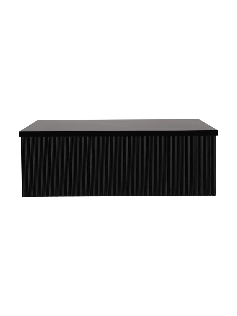 Holz-Couchtisch Lenox mit Rillenrelief, Mitteldichte Holzfaserplatte (MDF), Holz, schwarz lackiert, B 90 x T 90 cm