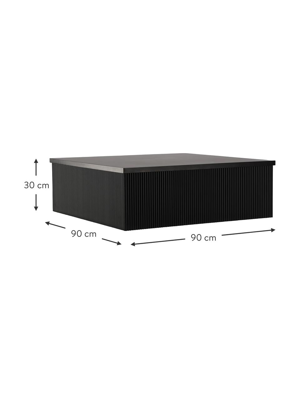 Drevený konferenčný stolík Lenox, Drevovláknitá doska strednej hustoty (MDF), Drevo, čierna lakované, Š 90 x H 90 cm