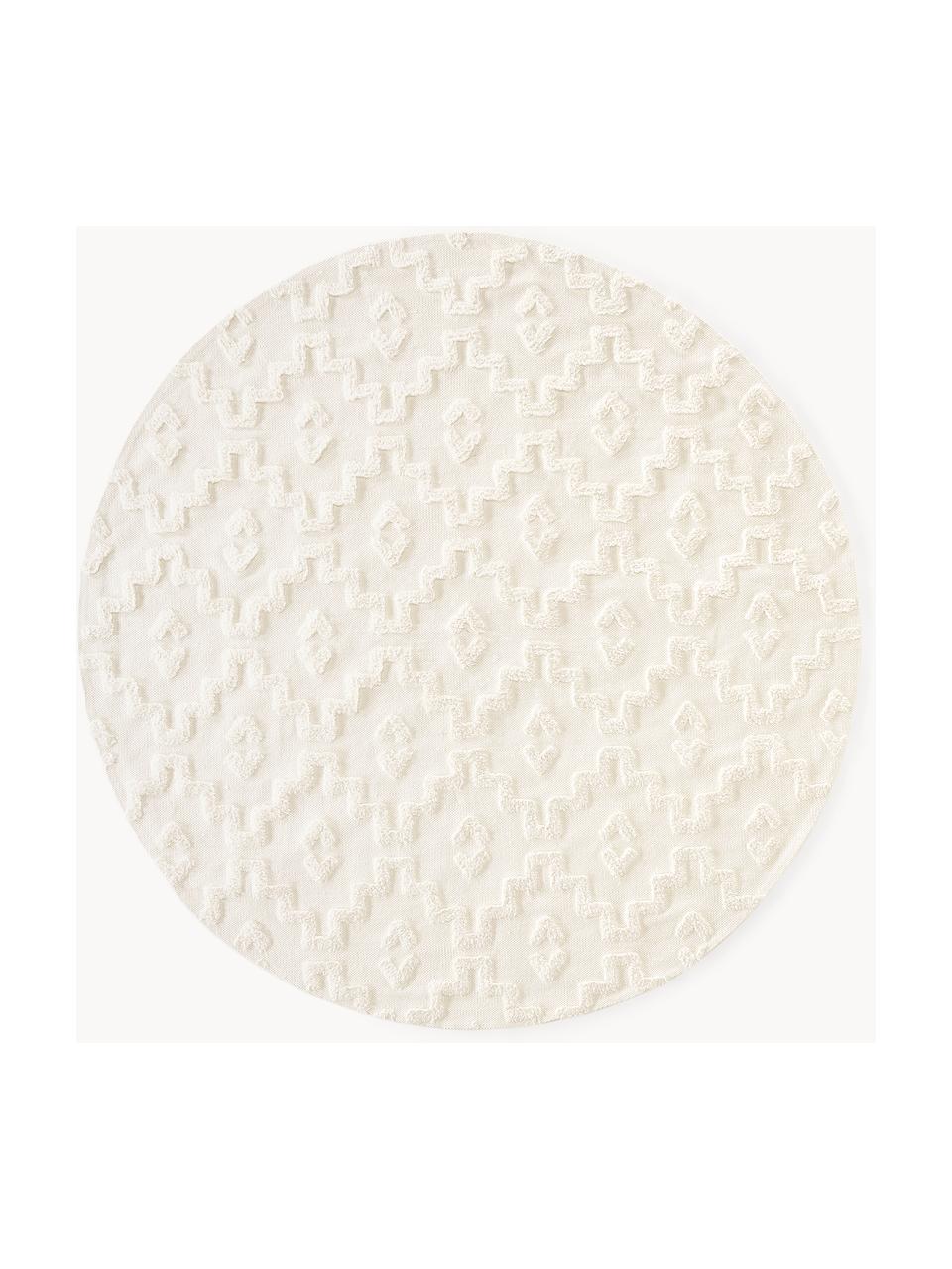 Okrągły dywan z bawełny Idris, 100% bawełna, Kremowobiały, Ø 120 cm (Rozmiar S)