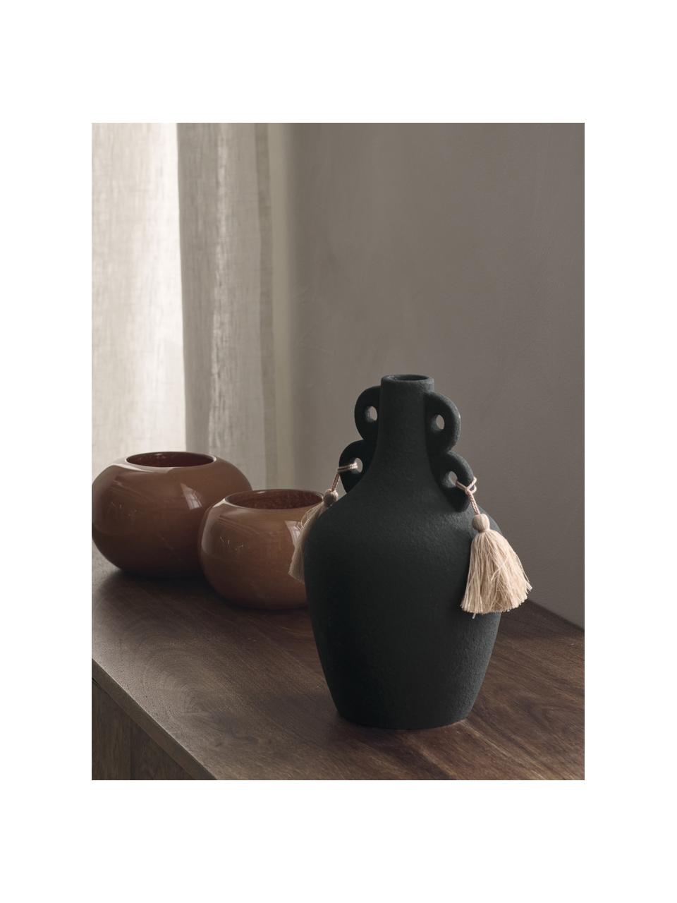 Vase grès cérame noir Mitte, Grès cérame, Noir, Ø 14 x haut. 24 cm