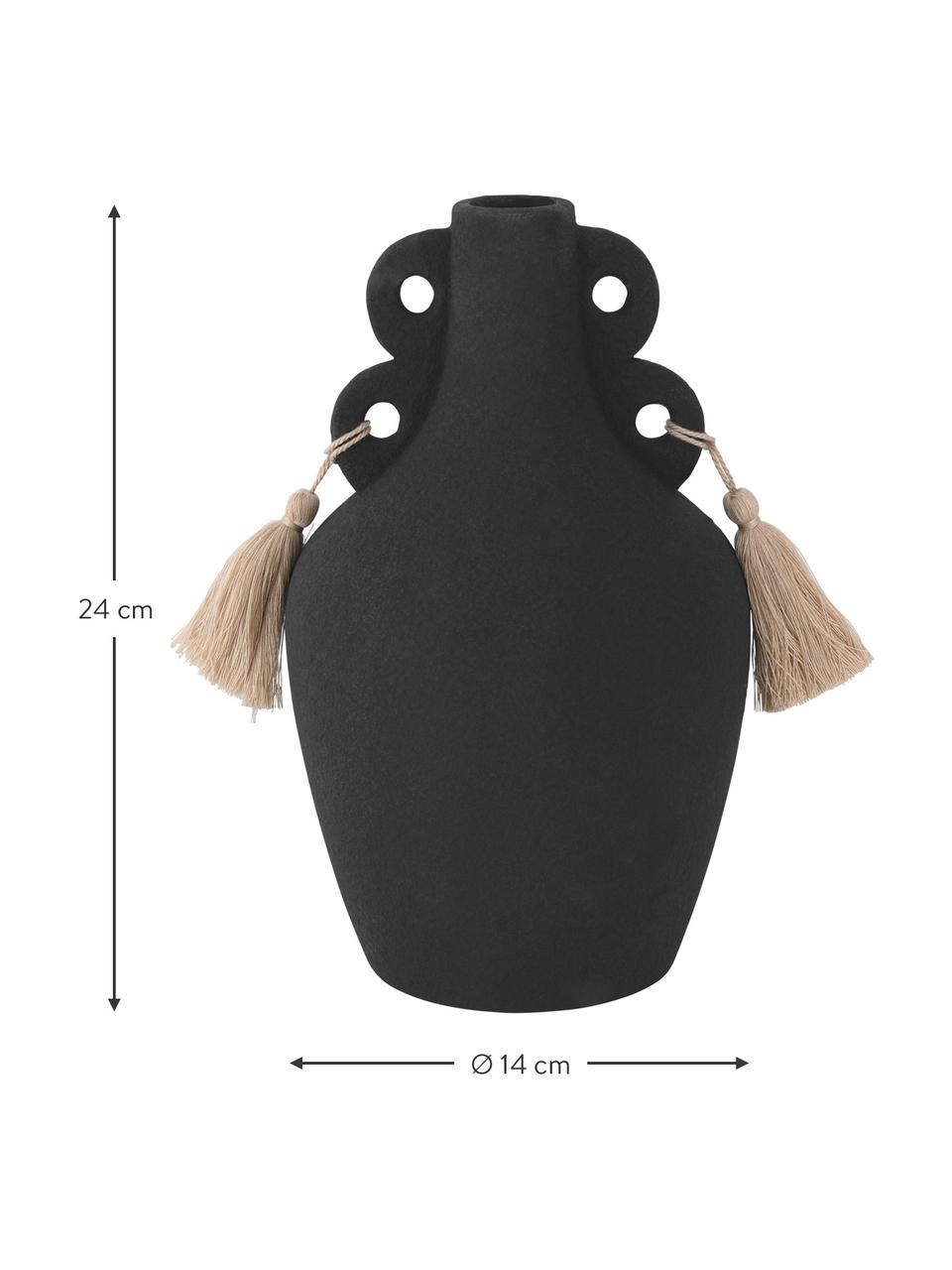 Dizajnová váza z kameniny Middle, Kamenina, Čierna, Ø 14 x V 24 cm