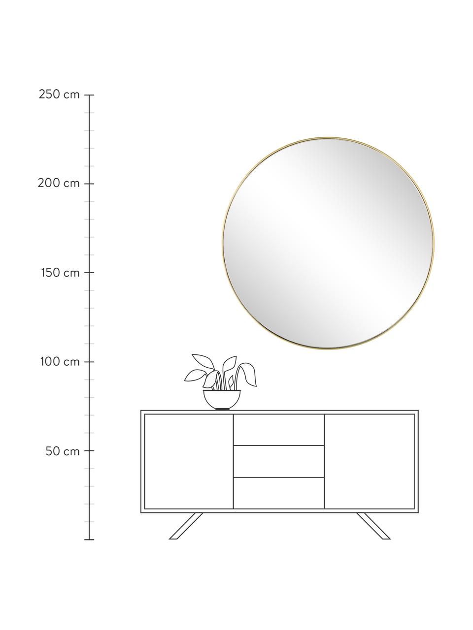 Specchio da parete rotondo con cornice dorata Ada, Cornice: ferro ottonato, Superficie dello specchio: lastra di vetro, Ottone spazzolato, Ø 120 cm