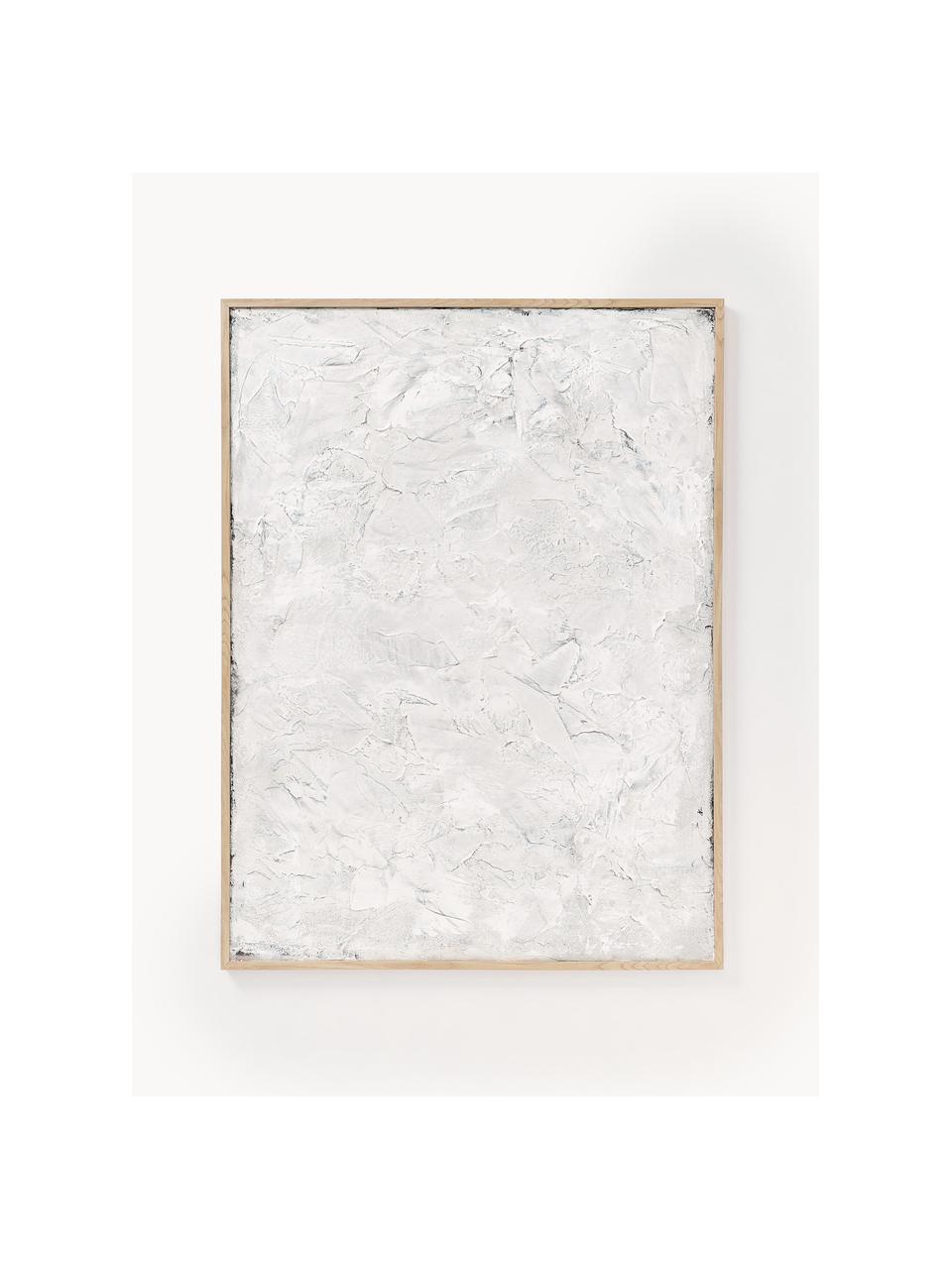 Ručne maľovaný obraz na plátne s dreveným rámom Simple Living, Lomená biela, Š 92 x V 120 cm
