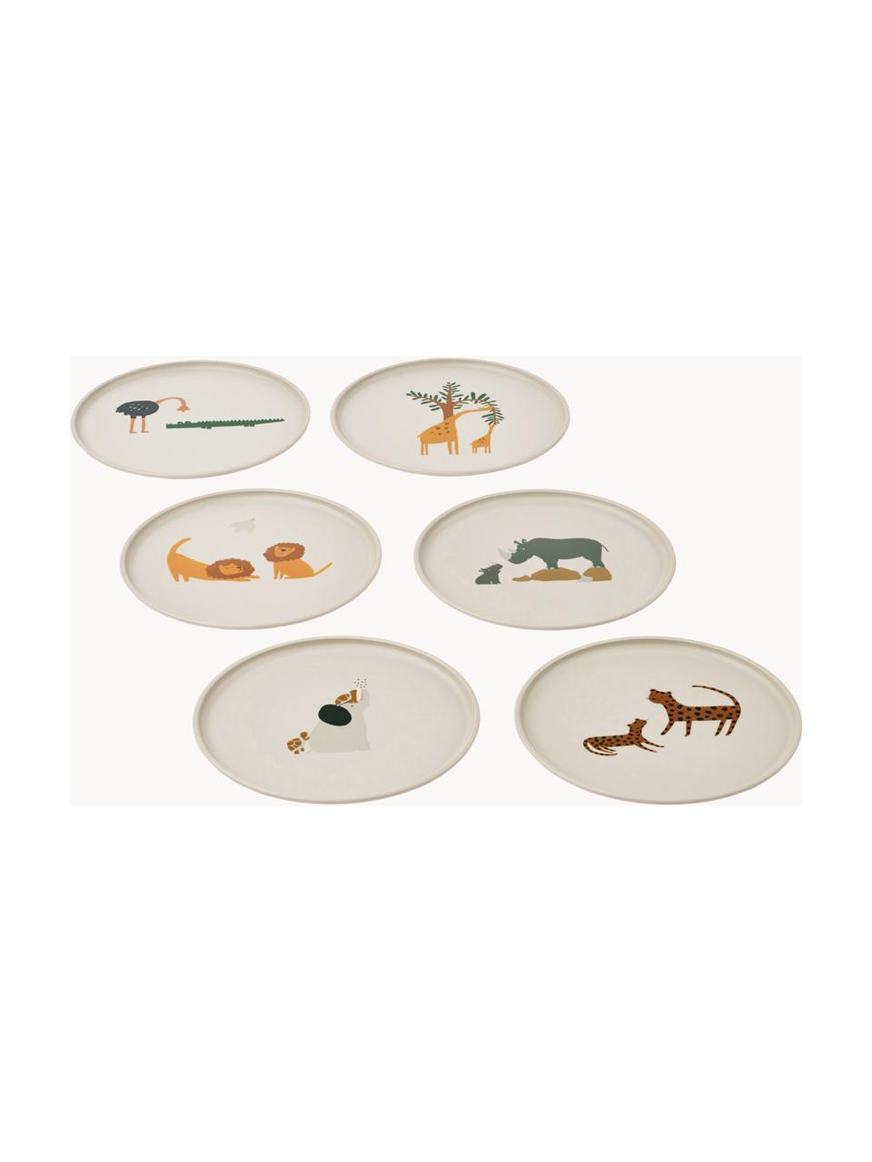 Assiettes pour enfants Remco, 6 élém., 100 % polyester (75 % PET, recyclé), Blanc cassé, multicolore, Ø 20 cm