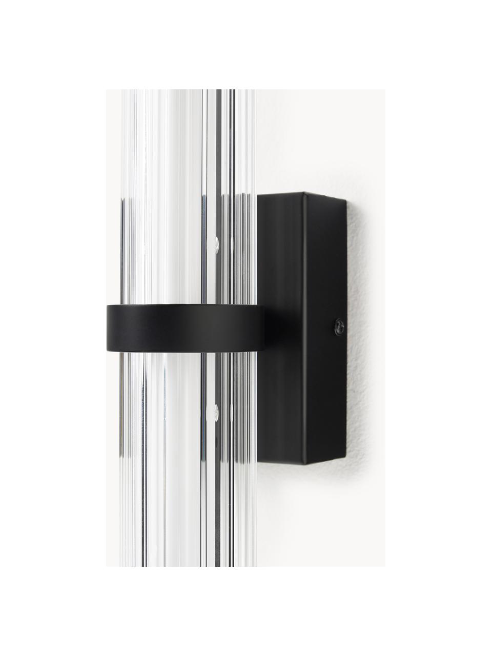 LED-Wandleuchte Mirabella, Lampenschirm: Glas, Transparent, Schwarz, B 8 x H 38 cm