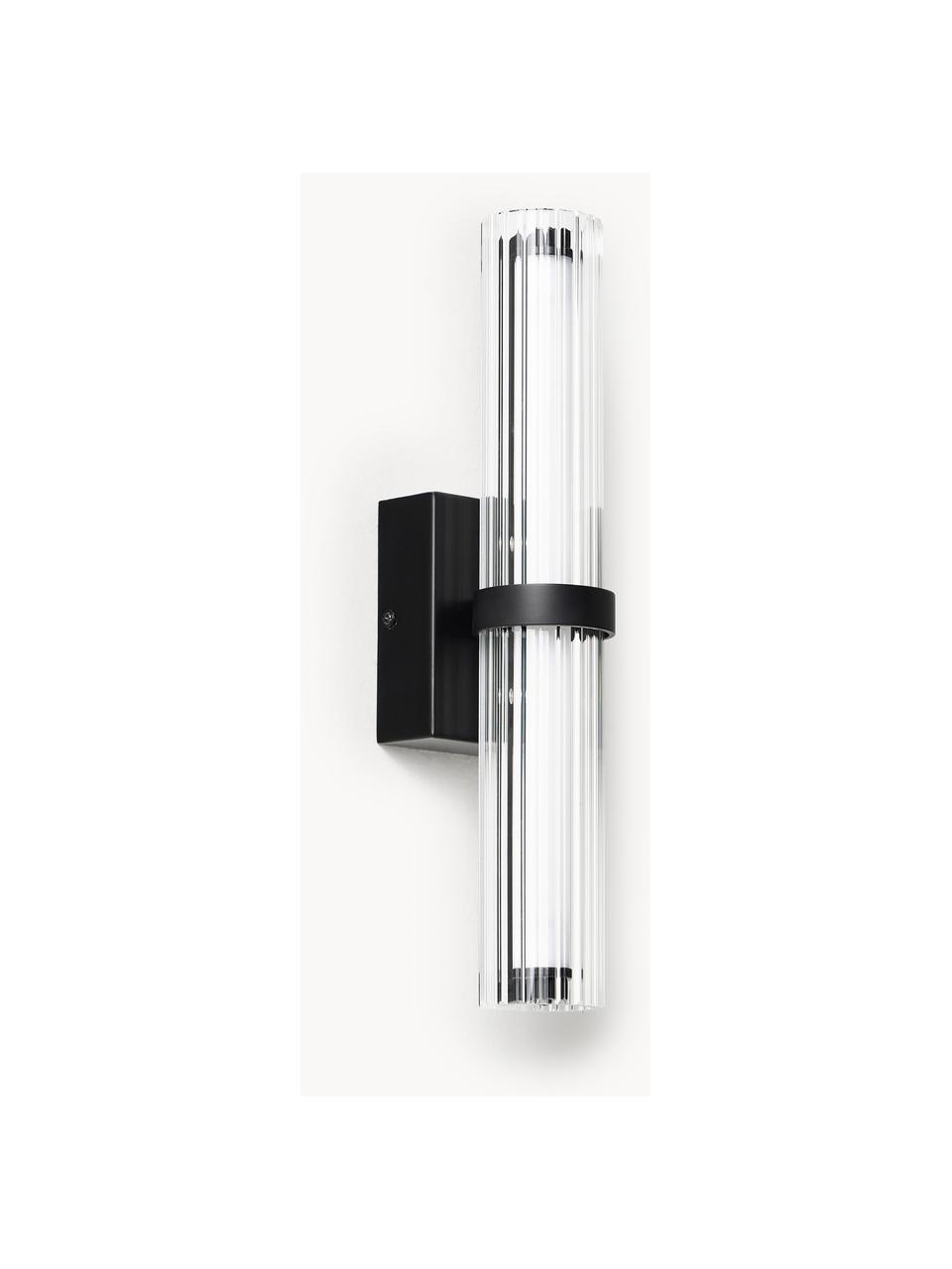 Aplique LED Mirabella, Pantalla: vidrio, Estructura: metal recubierto, Transparente, negro, An 8 x Al 38 cm