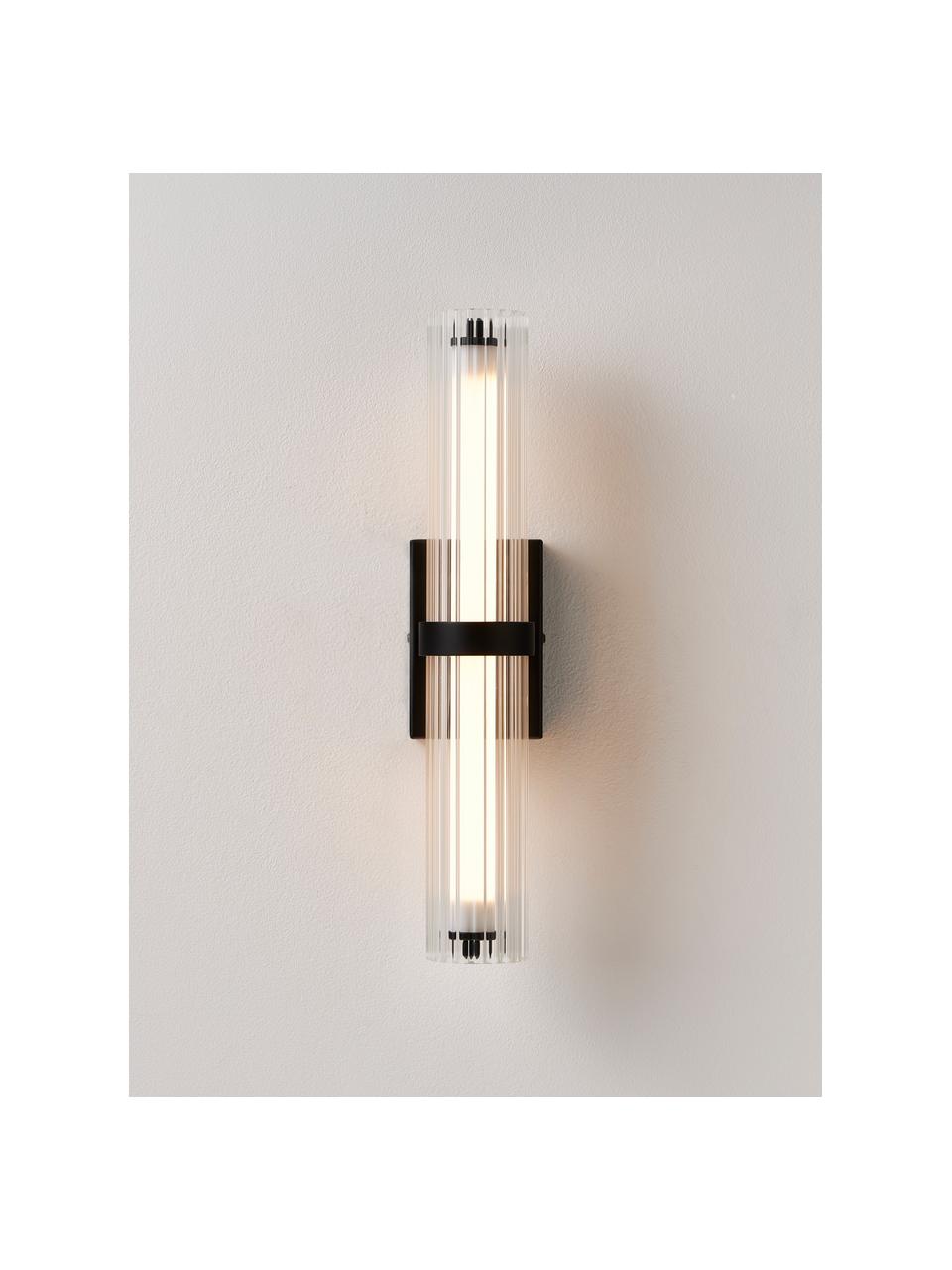 Aplique LED Mirabella, Pantalla: vidrio, Estructura: metal recubierto, Transparente, negro, An 8 x Al 38 cm