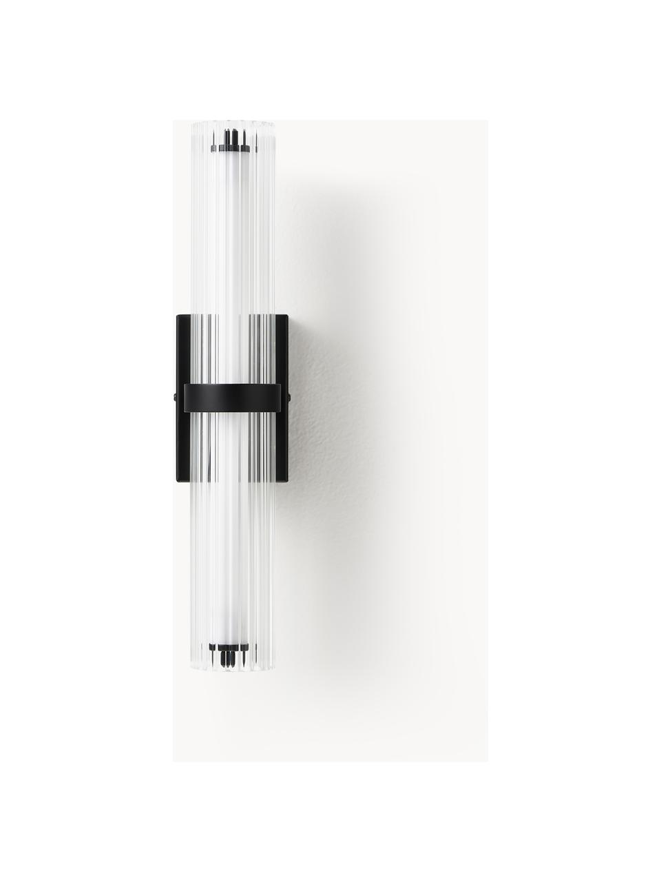 LED-Wandleuchte Mirabella, Lampenschirm: Glas, Transparent, Schwarz, B 8 x H 38 cm