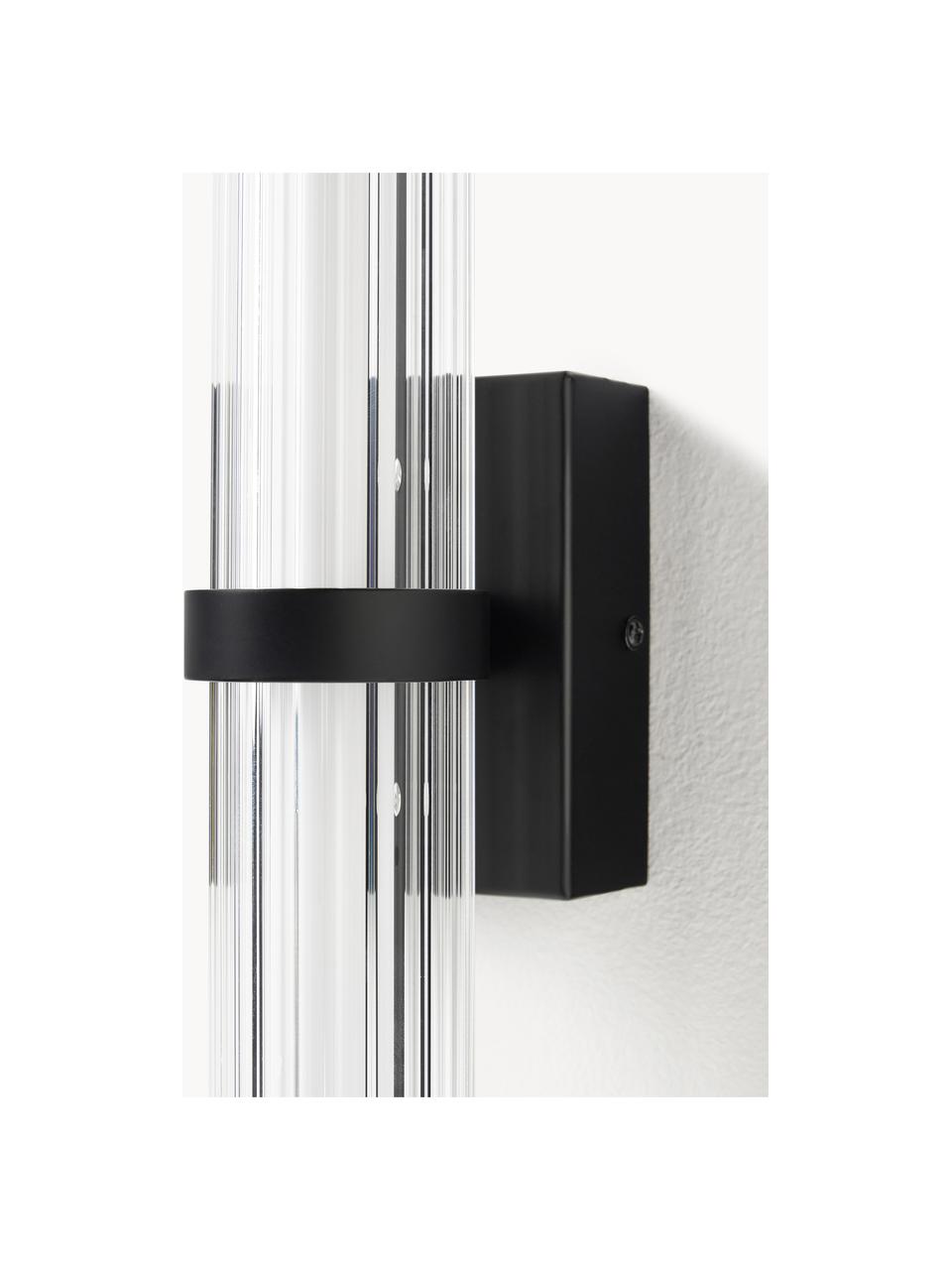 Nástěnné LED svítidlo Mirabella, Transparentní, černá, Š 8 cm, V 38 cm