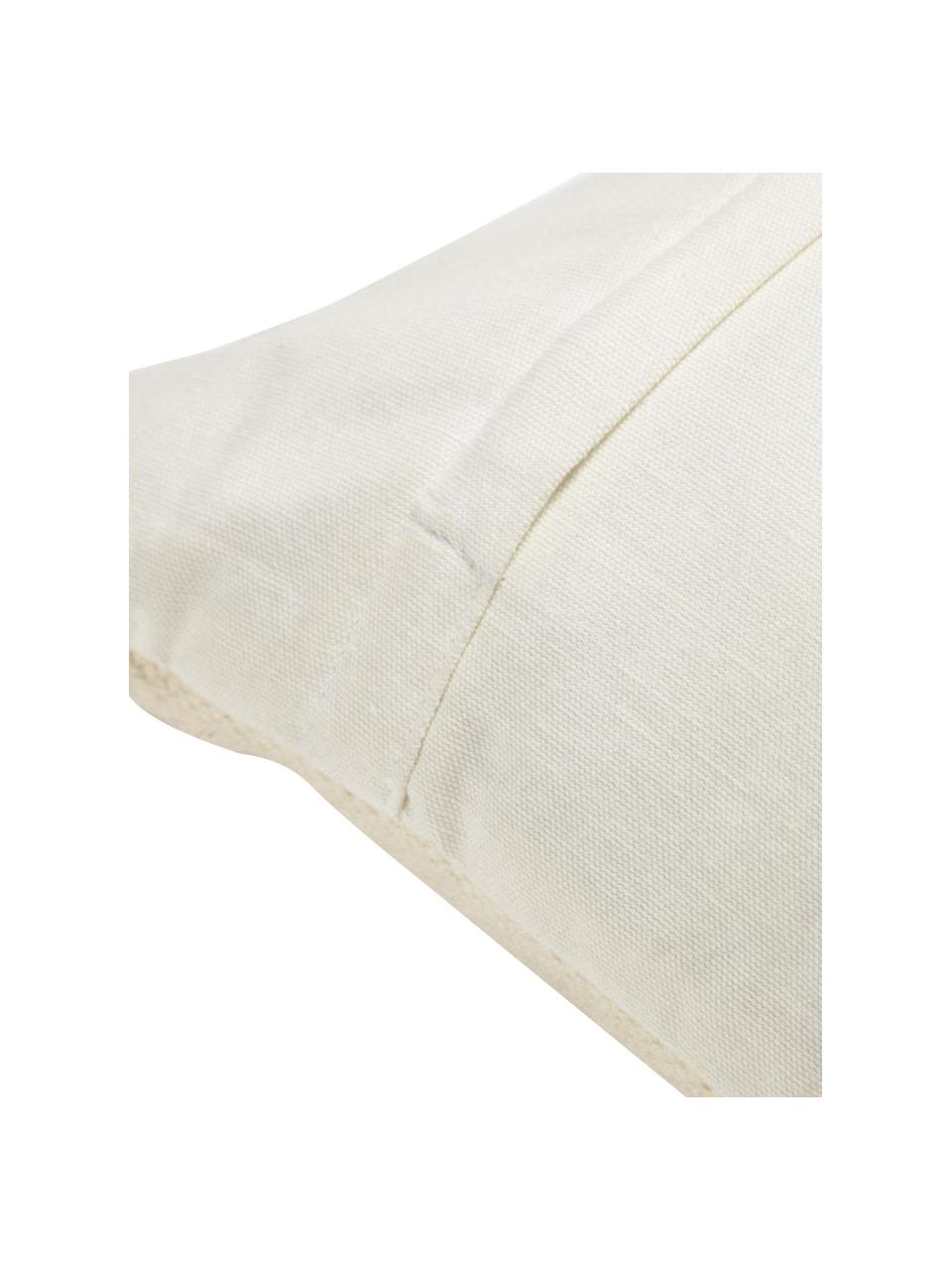 Housse de coussin 45x45 broderie arc-en-ciel Tadea, 100 % coton, Blanc crème, multicolore, larg. 45 x long. 45 cm
