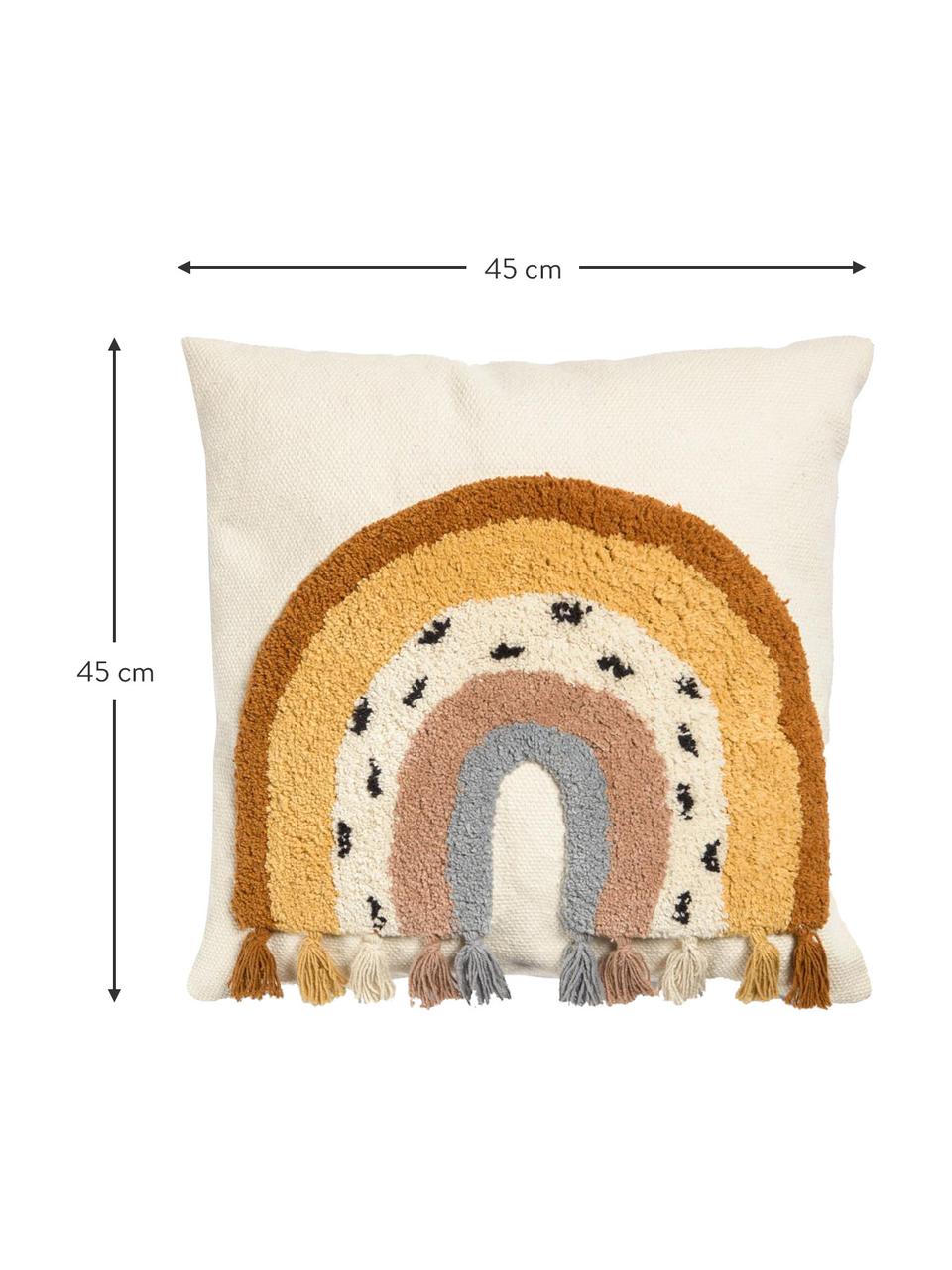 Funda de cojín bordada Tadea, 100% algodón, Blanco crema, muliticolor, An 45 x L 45 cm