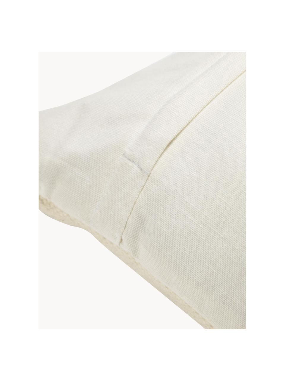 Housse de coussin 45x45 broderie arc-en-ciel Tadea, 100 % coton, Blanc crème, multicolore, larg. 45 x long. 45 cm