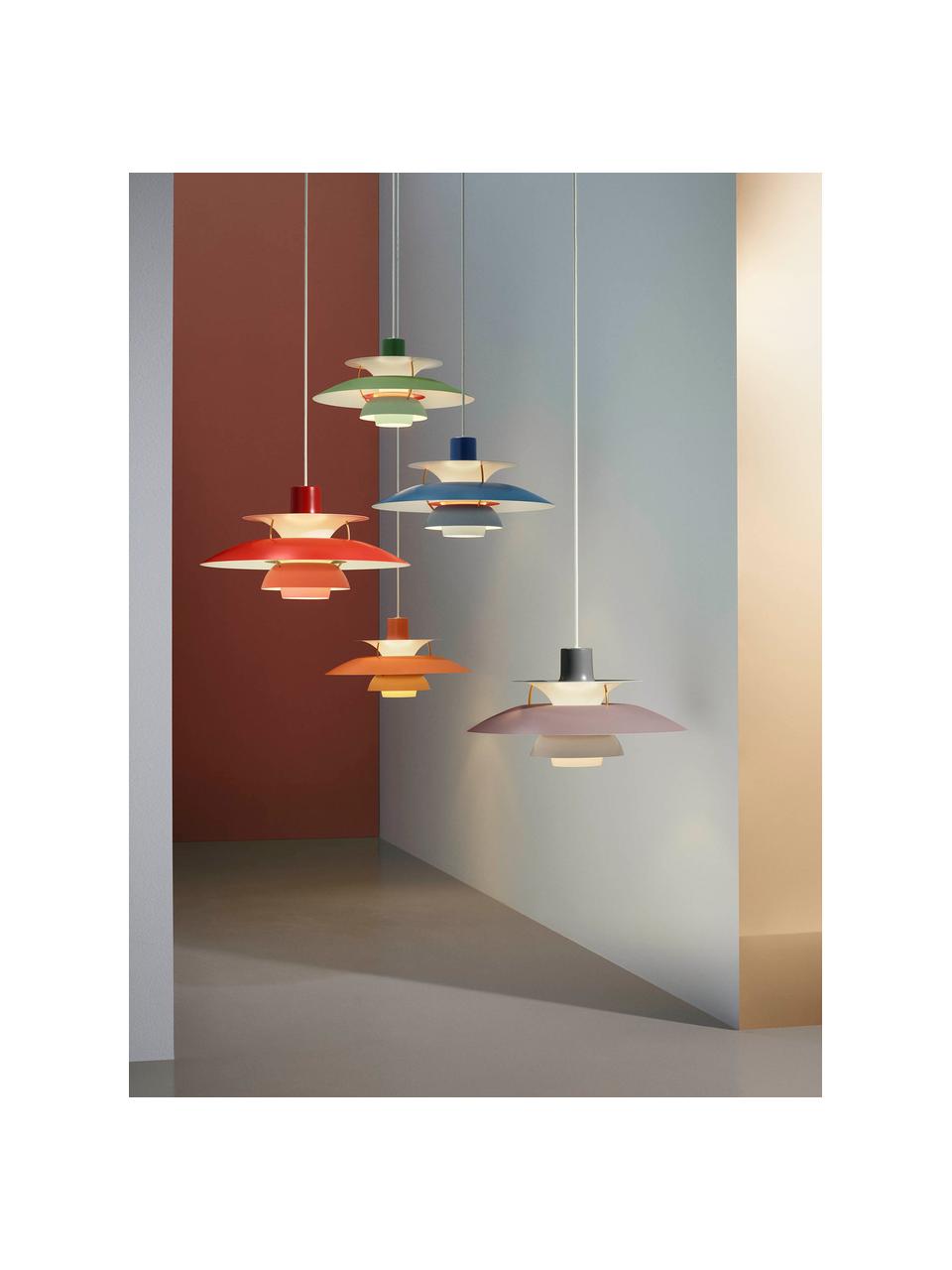 Hanglamp PH 5, verschillende formaten, Lampenkap: gecoat metaal, Diffuser: glas, semi-transparant, Roodtinten, goudkleurig, Ø 50 x H 27 cm