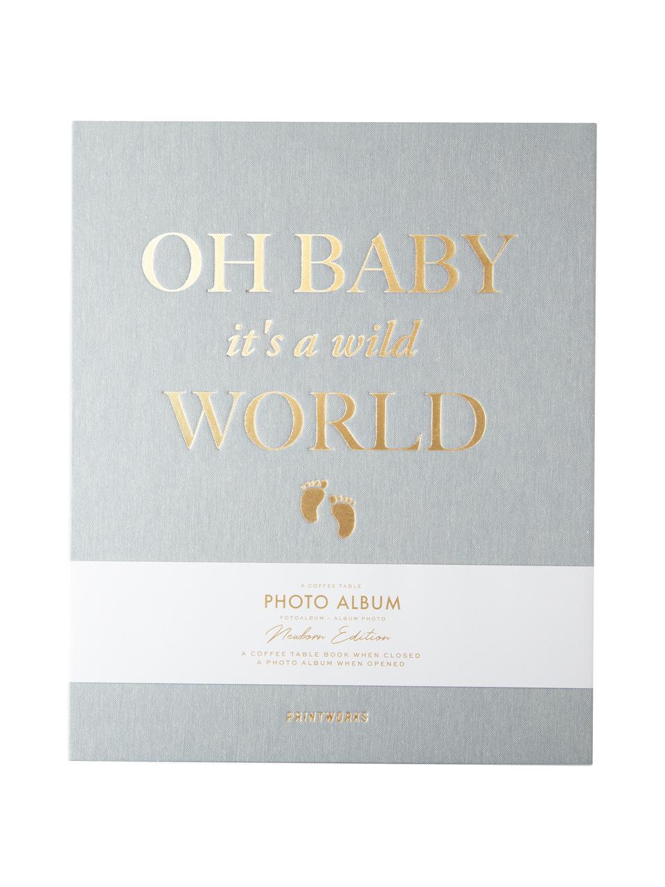 Album fotografico Baby It's A Wild World, Grigio blu, dorato, Larg. 26 x Alt. 32 cm