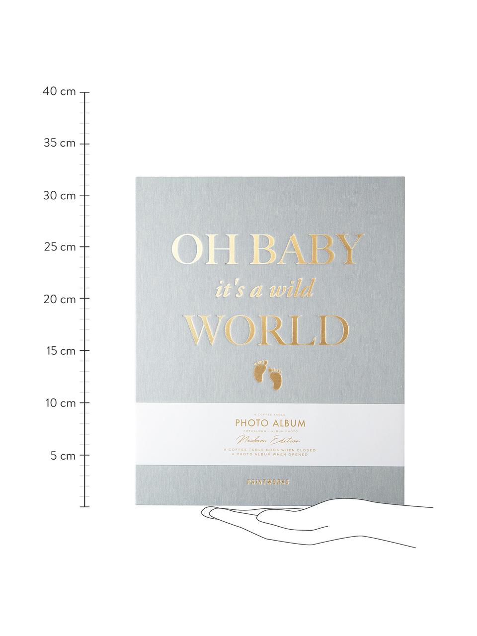 Album photos Baby It's A Wild World, Gris-bleu, couleur dorée, larg. 26 x haut. 32 cm