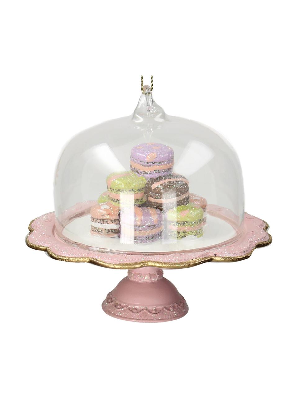 Ozdoba choinkowa Macaron Cake, Poliresing, szkło, Blady różowy, wielobarwny, Ø 11 x W 10 cm