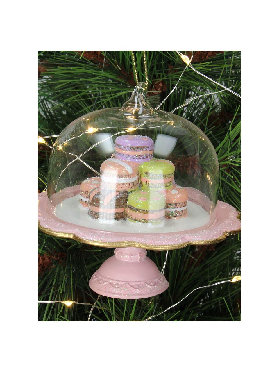 Adorno navideño Macaron Cake, Poliresina, vidrio, Rosa claro, muliticolor, Ø 11 x Al 10 cm