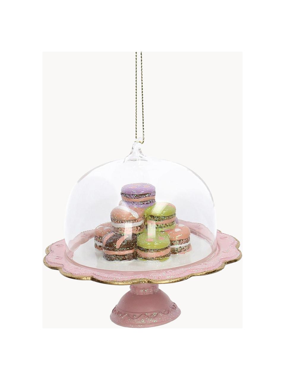 Ozdoba choinkowa Macaron Cake, Poliresing, szkło, Blady różowy, wielobarwny, Ø 11 x W 10 cm