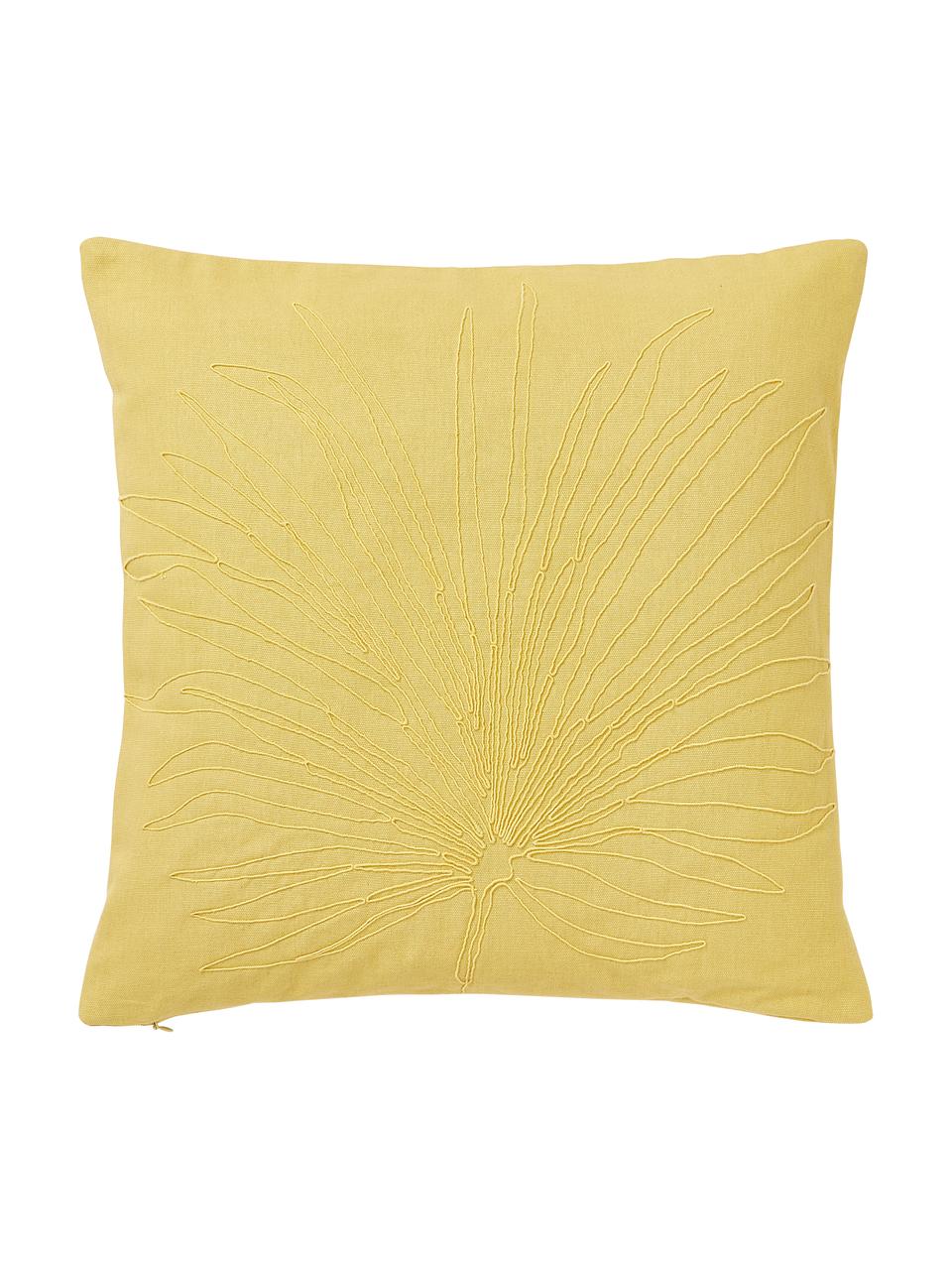 Funda de cojín bordada Pritha, 100% algodón, Amarillo, An 45 x L 45 cm