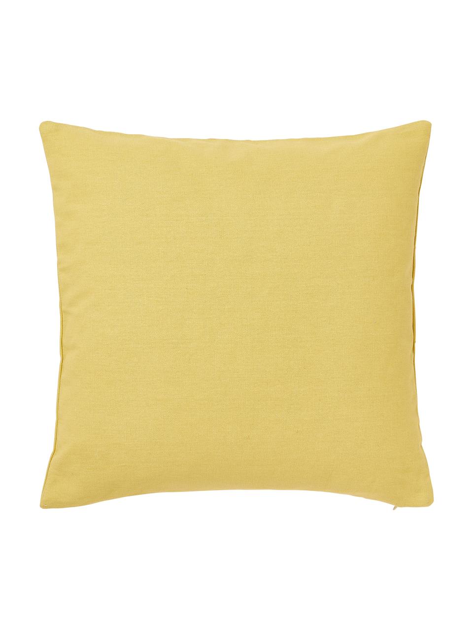 Funda de cojín bordada Pritha, 100% algodón, Amarillo, An 45 x L 45 cm