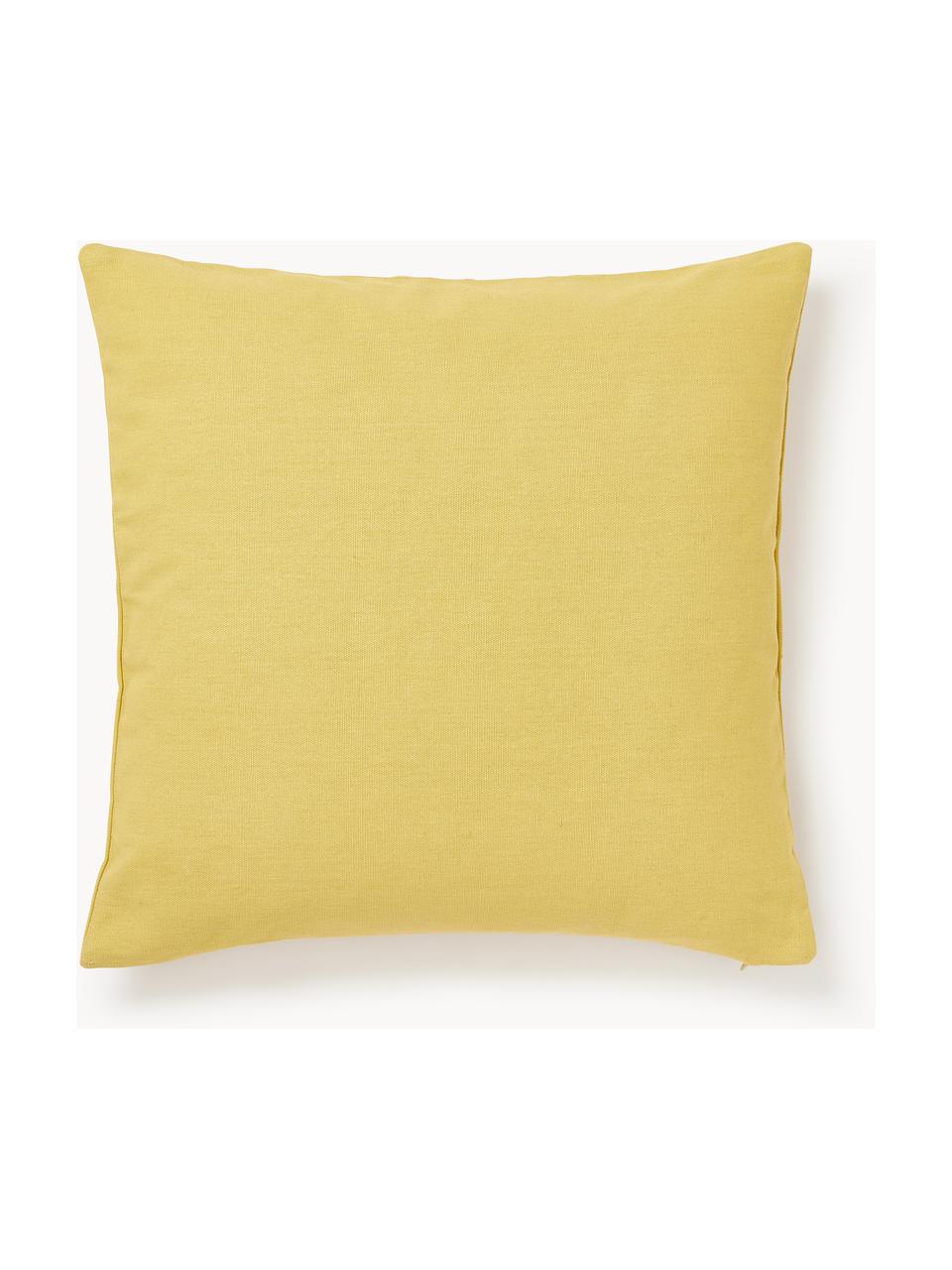 Housse de coussin 45x45 brodée Pritha, 100 % coton, Jaune, larg. 45 x long. 45 cm