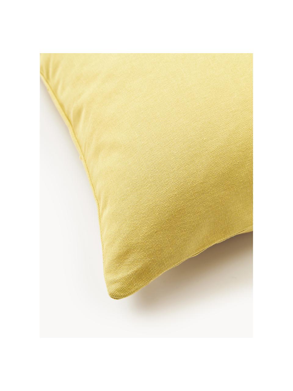 Housse de coussin 45x45 brodée Pritha, 100 % coton, Jaune, larg. 45 x long. 45 cm