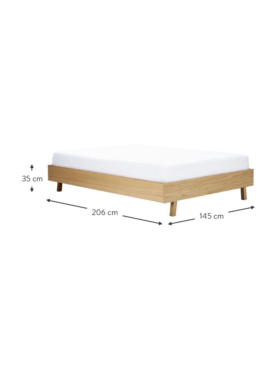 Cama de madera Tammy, sin cabecero, Estructura: madera contrachapada con , Patas: madera de roble maciza, Roble, An 180 x L 200 cm