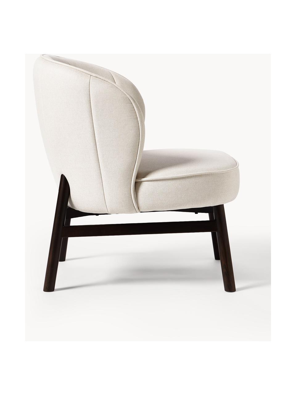 Fauteuil lounge rembourré en bois Dale, Tissu blanc cassé, bois de frêne foncé, larg. 68 x haut. 68 cm