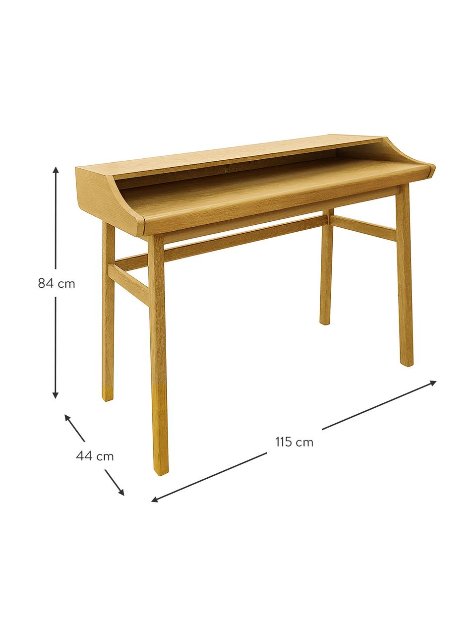 Rozkládací psací stůl Carteret, 115 x 44-68 cm, Světle hnědá, Š 115 cm, V 84 cm