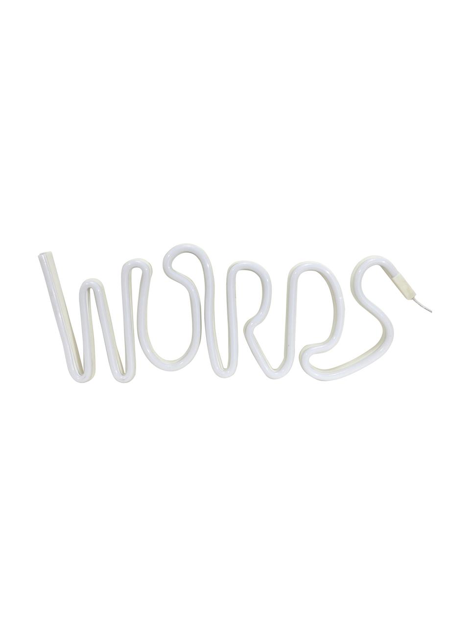 Oggetto luminoso a LED Words, Materiale sintetico, Bianco, Larg. 40 x Alt. 19 cm