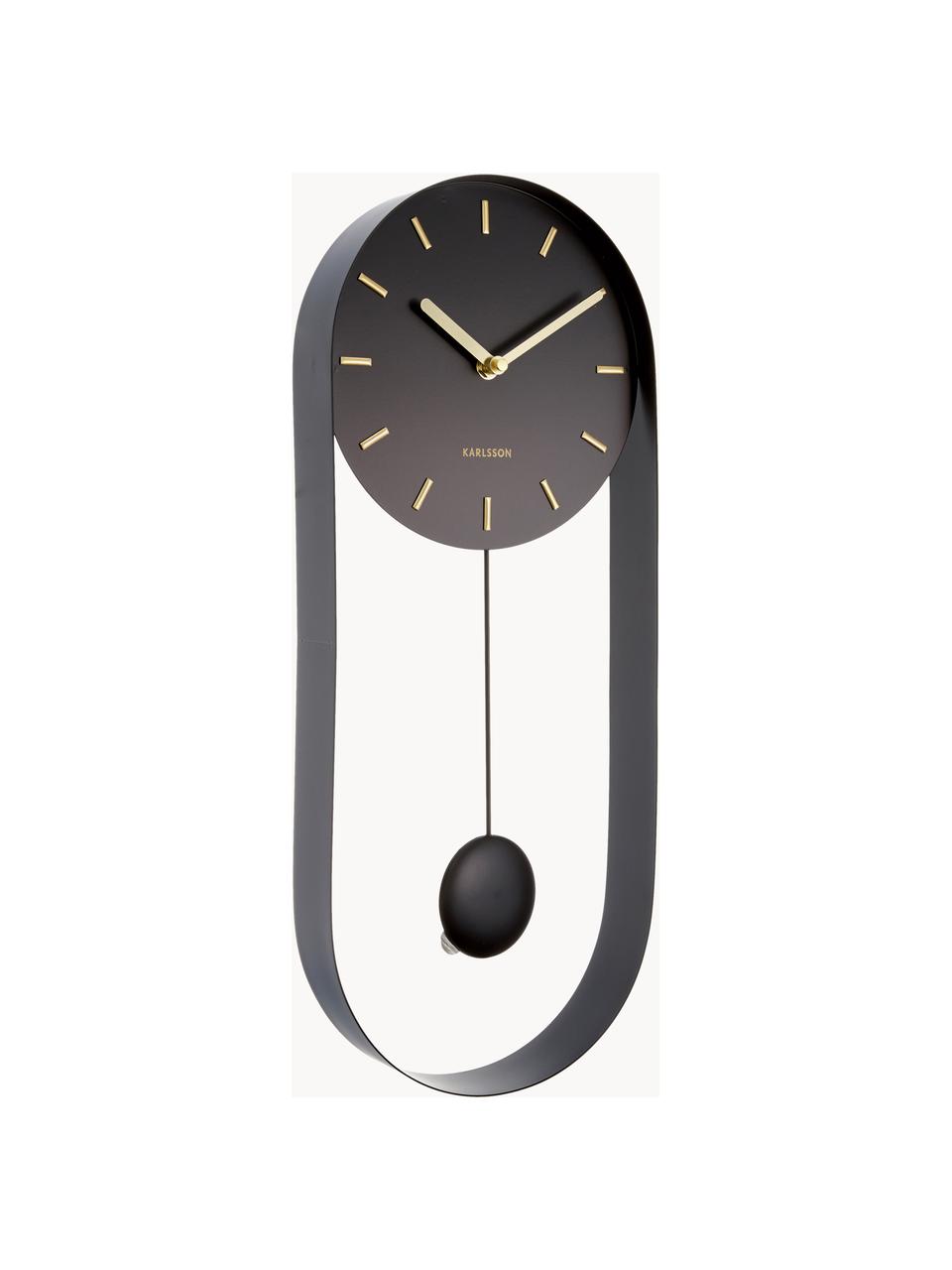 Reloj de pared Charm, Metal recubierto, Negro, An 20 x Al 50 cm