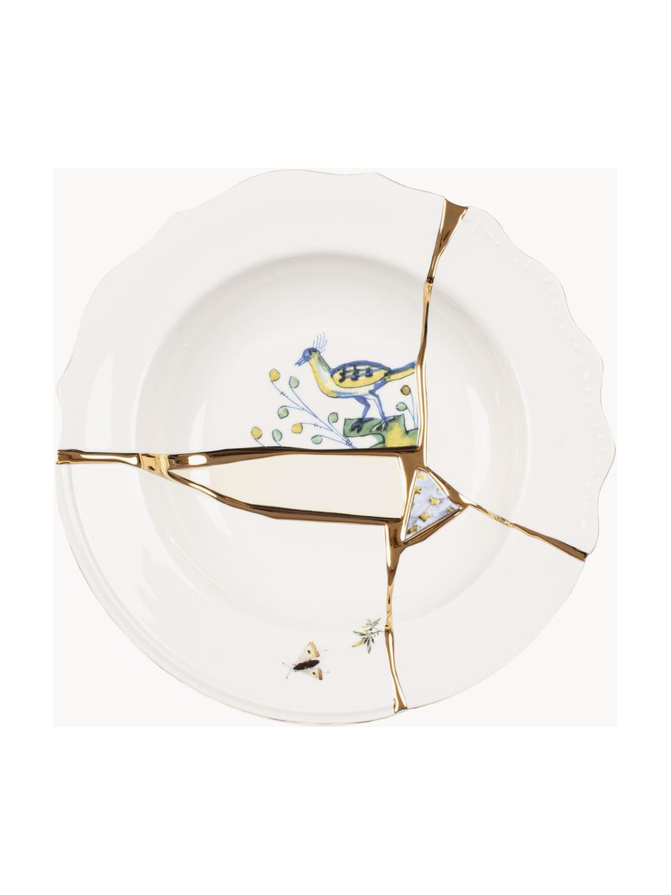 Assiette creuse en porcelaine design Kintsugi, Blanc, Ø 22 cm