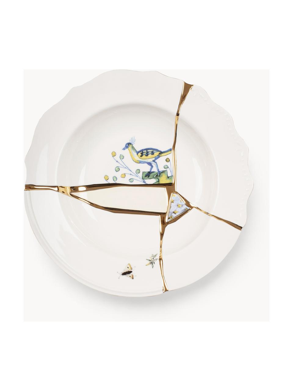 Assiette creuse en porcelaine Kintsugi, Blanc, Ø 22 cm