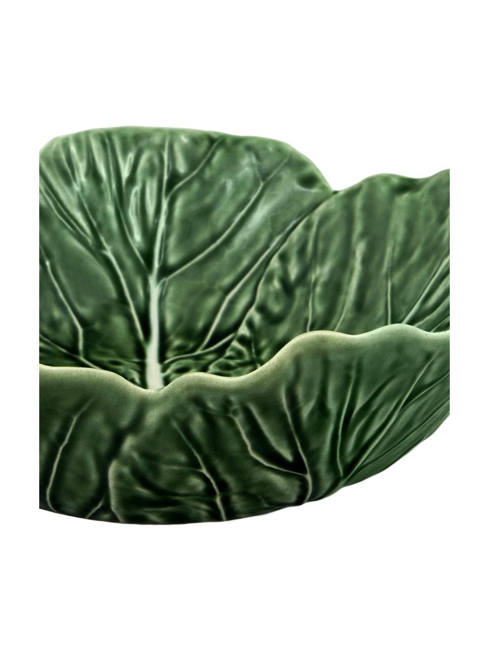 Handbeschilderde saladeschaal Cabbage, Keramiek, Donkergroen, Ø 22 x H 7 cm