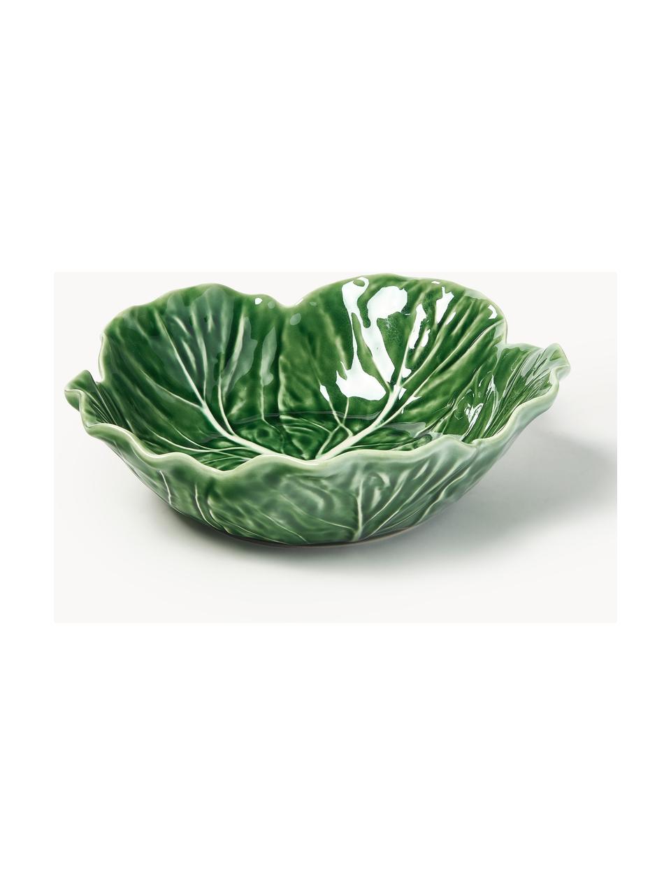 Ručně malované salátové mísy Cabbage, 2 ks, Kamenina, Tmavě zelená, Ø 22 cm, V 7 cm